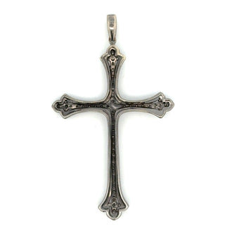 Estate jewelry — Estate Contemporary Diamond 18Kt White Gold & Black Rhodium Cross Pendant