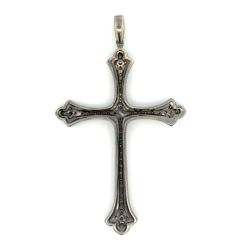 Estate jewelry — Estate Contemporary Diamond 18Kt White Gold & Black Rhodium Cross Pendant
