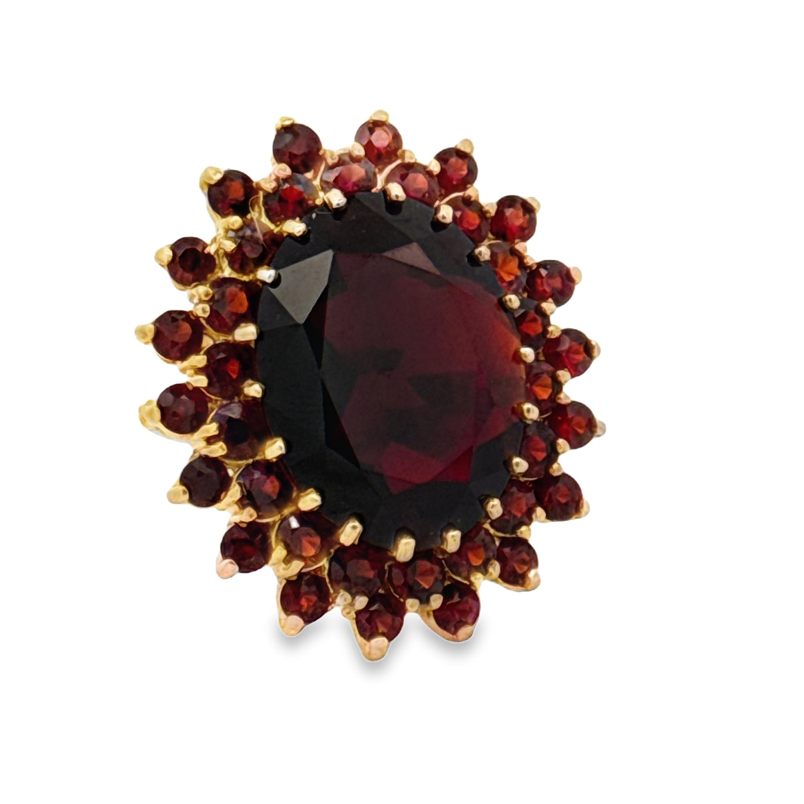 Estate jewelry — Estate English Garnet and 9K Yellow Gold Ring