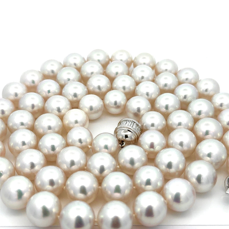 Estate jewelry — Estate Modern 1990's Fine 12.00-12.50mm South Sea Pearl and 5.00ctw Diamond 36" Necklace