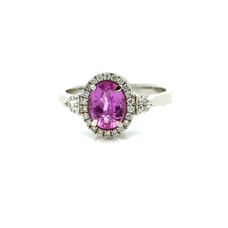Estate jewelry — Estate Modern Pink Sapphire and Diamond 18Kt White Gold Ring