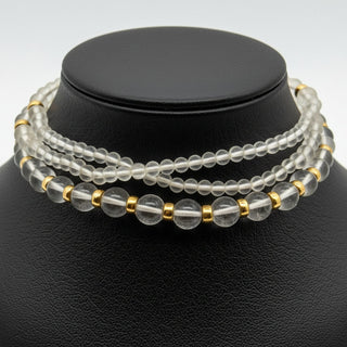 Estate jewelry — Estate Rock Crystal Multi Strand and 14K Yellow Gold Necklace