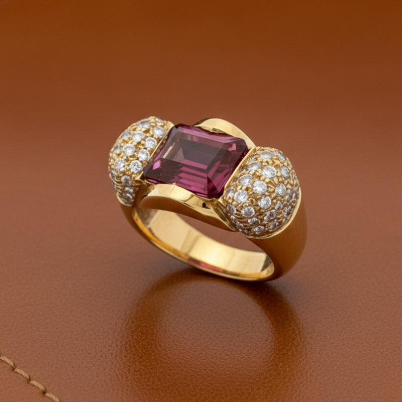 Estate jewelry — Estate Italian 1.50 ctw Diamond 2.01 ct Tourmaline Designer Ring, Diamonds 1.50 ctw G-H color VS1-VS2