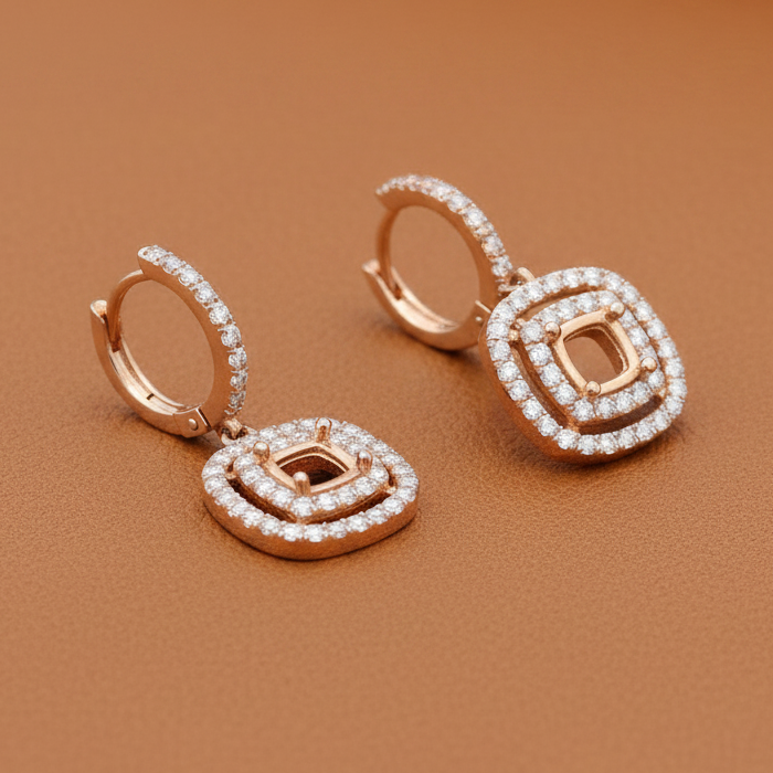 Estate jewelry — Maya Lianna Diamond and 14K Rose Gold Dangle Jacket for Earrings, Diamonds 0.85 ctw