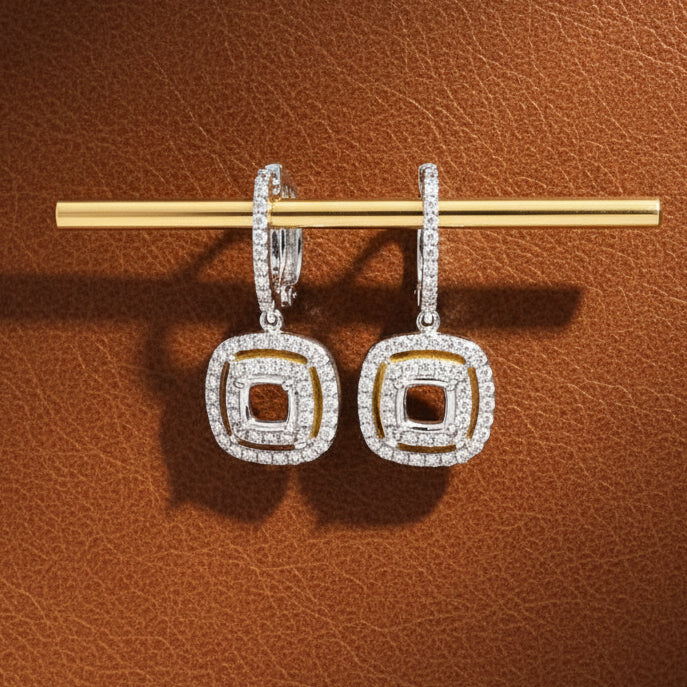 Estate jewelry — Maya Lianna Diamond and 14K White Gold Dangle Jacket for Earrings, Diamonds 0.85 ctw