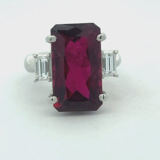 Estate 8.88 ct Tourmaline & Diamond Platinum Ring 15762 — side view