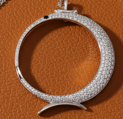 Estate Italian Designer Porrati Diamond and 18K White Gold Pendant