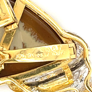 Estate Dagon Gillespey Picture Jasper Diamond Platinum & 18K Yellow Gold Brooch — alternate view