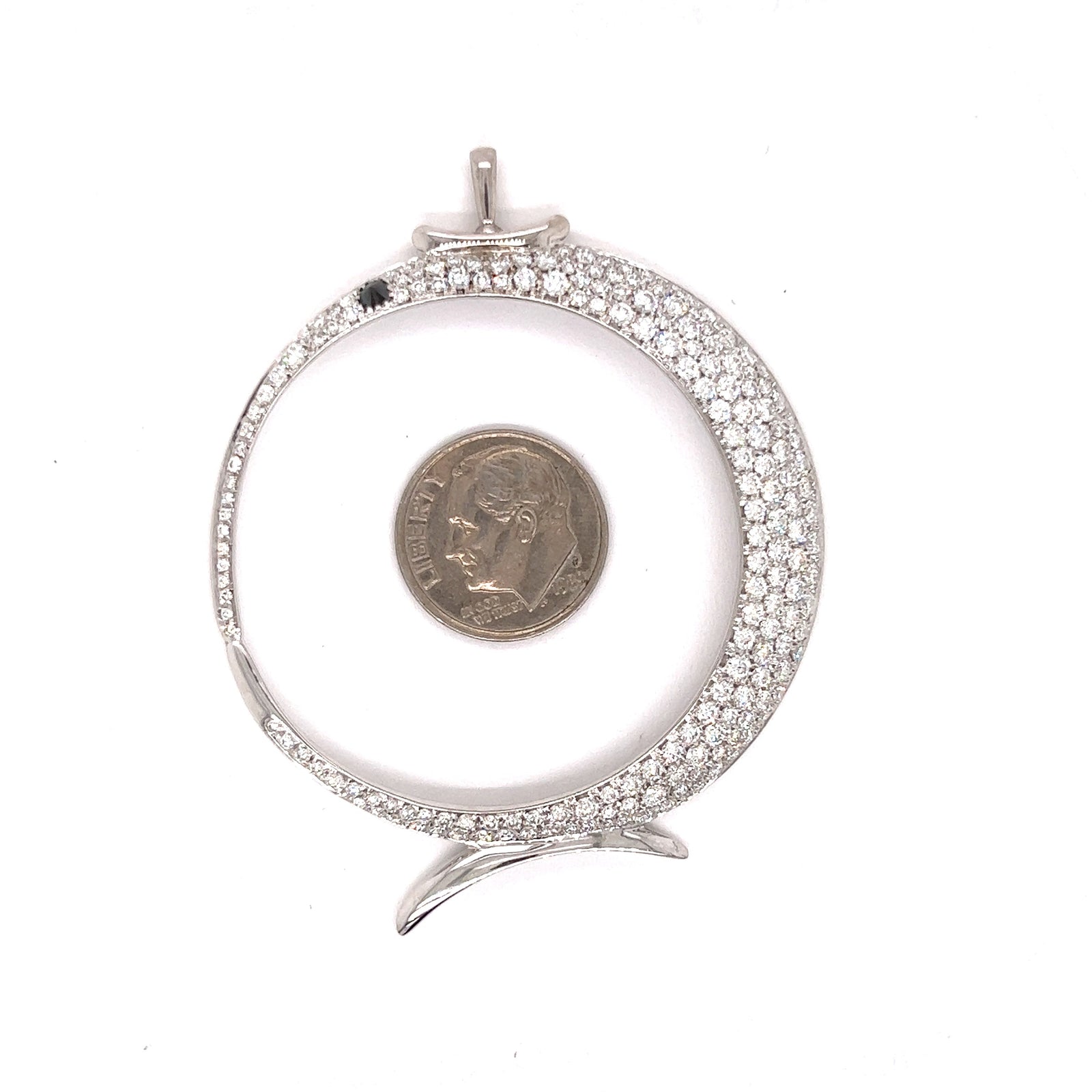 Estate Italian Designer Porrati Diamond and 18K White Gold Pendant — scale view