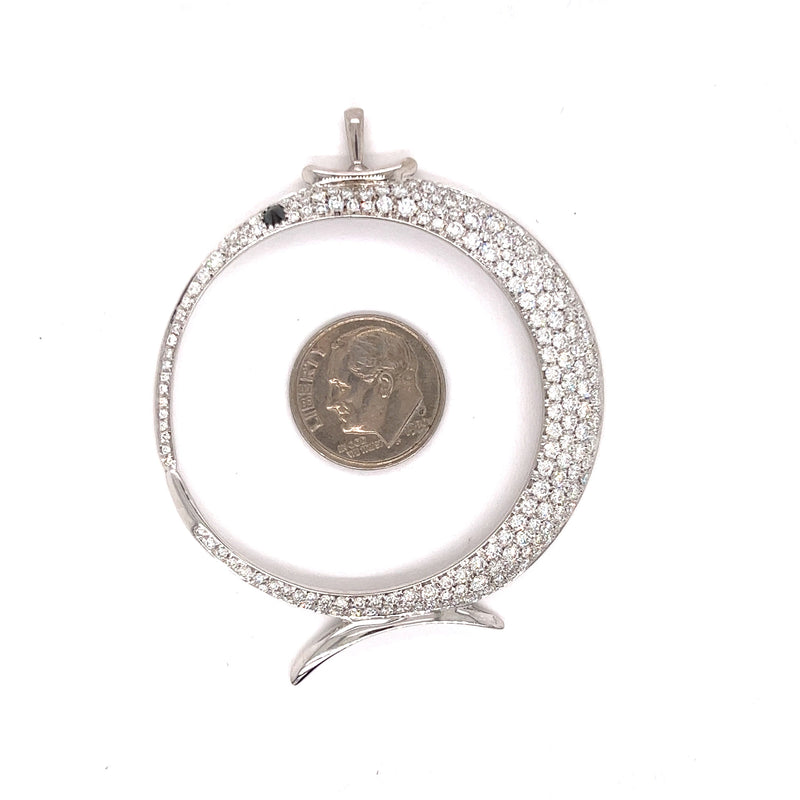 Estate Italian Designer Porrati Diamond and 18K White Gold Pendant — scale view