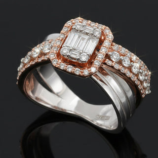 Effy Diamond and White and Rose Gold Ring — side view