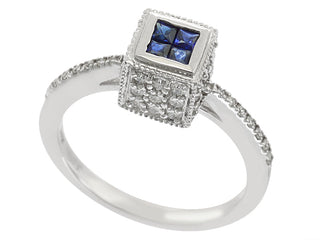 Effy Sapphire, Diamond and 14K White Gold Ring — side view