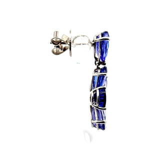 Estate 2000's Tanzanite and Diamond Cluster Flower Earrings — alternate view
