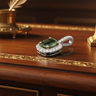 Estate Natural Alexandrite (Color Change Bluish Green to Purple) GIA and Diamond Pendant