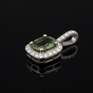 Estate Natural Alexandrite (Color Change Bluish Green to Purple) GIA and Diamond Pendant — side view