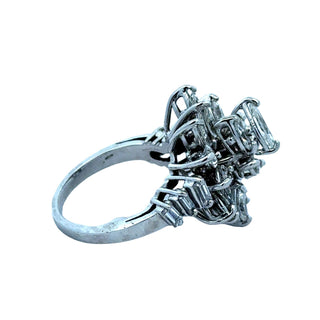 Estate 1970's Diamond and Platinum Cluster Ring — scale view