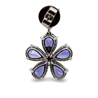 Estate 2000's Tanzanite and Diamond Cluster Flower Earrings — detail view