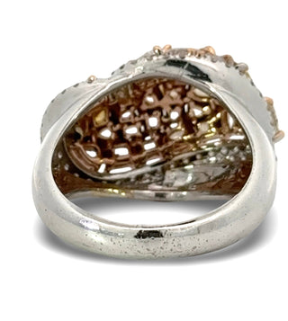 Estate Modern Natural Fancy Yellow, Pink and White Diamond 18K White Gold Ring. — alternate view