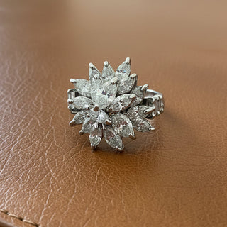 Estate 1970's Diamond and Platinum Cluster Ring
