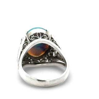 Estate Black Opal and Diamond Platinum Ring — alternate view