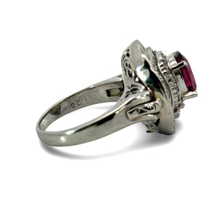 Estate 1970's Modern Ruby and Diamond Platinum Ring — alternate view