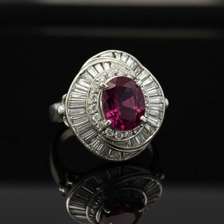 Estate 1970's Modern Ruby and Diamond Platinum Ring — side view