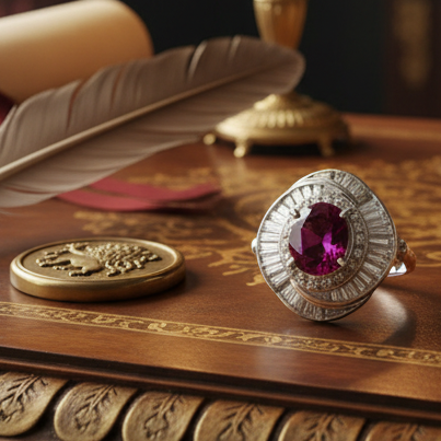 Estate 1970's Modern Ruby and Diamond Platinum Ring